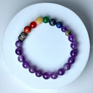 7ChakraAmethystCrystalBraceletwithBuddhaCharm